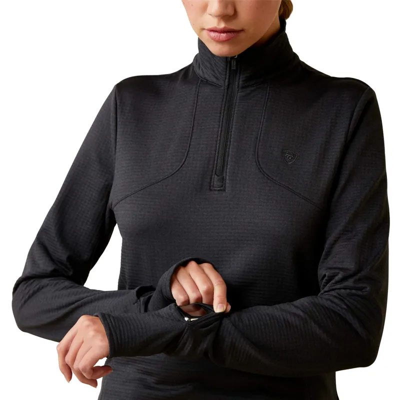 Ariat Women's Gridwork 1/4 Zip Base Layer - Black-3