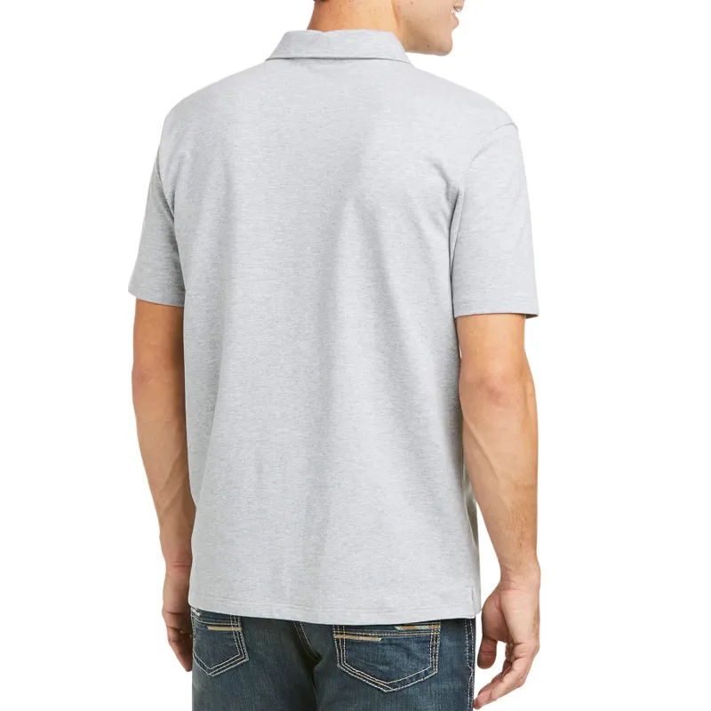 Ariat Men's Medal Button Polo - Heather Gray-1