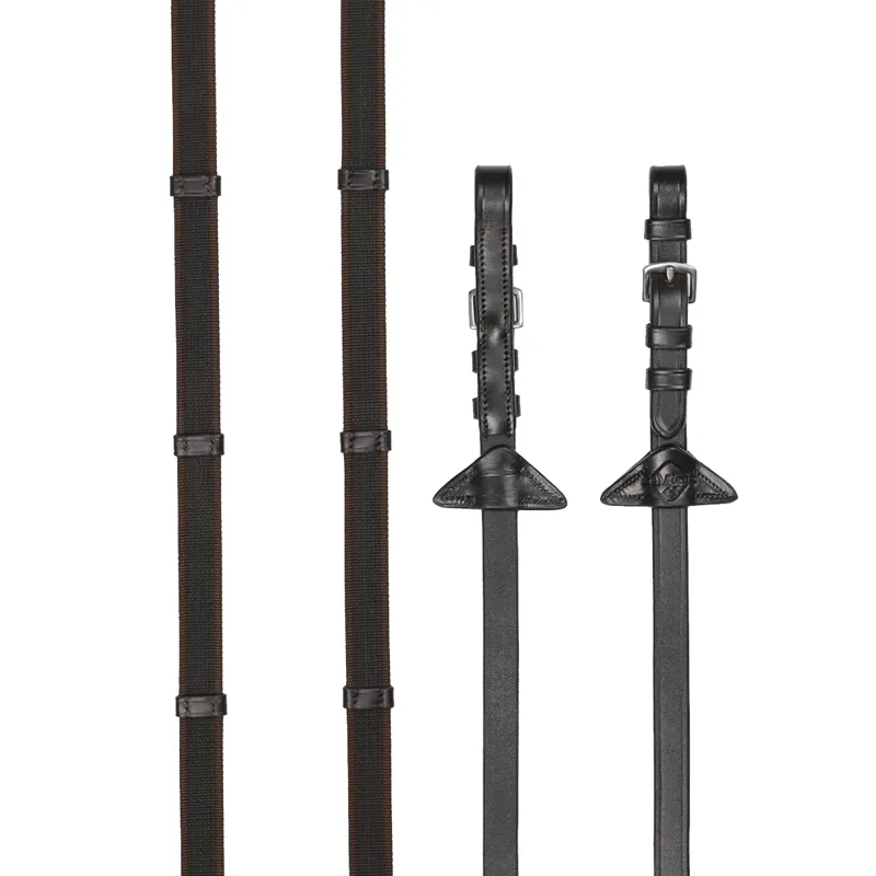 LeMieux Rubber Grip Continental Reins - Brown/Silver