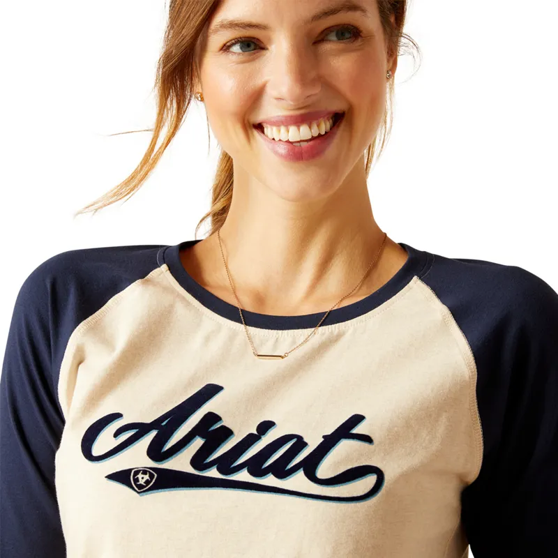 Ariat Women's Starter T-Shirt - Oatmeal Heather/Navy-2