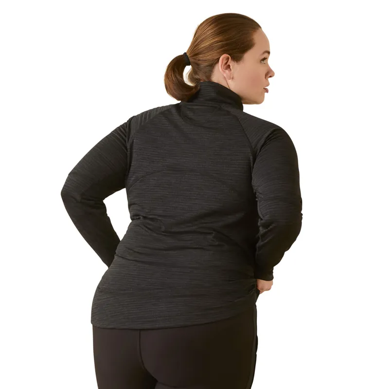 Ariat Women's Rebar Gridwork Baselayer 1/4 Zip Watch Window T-Shirt - Black-1