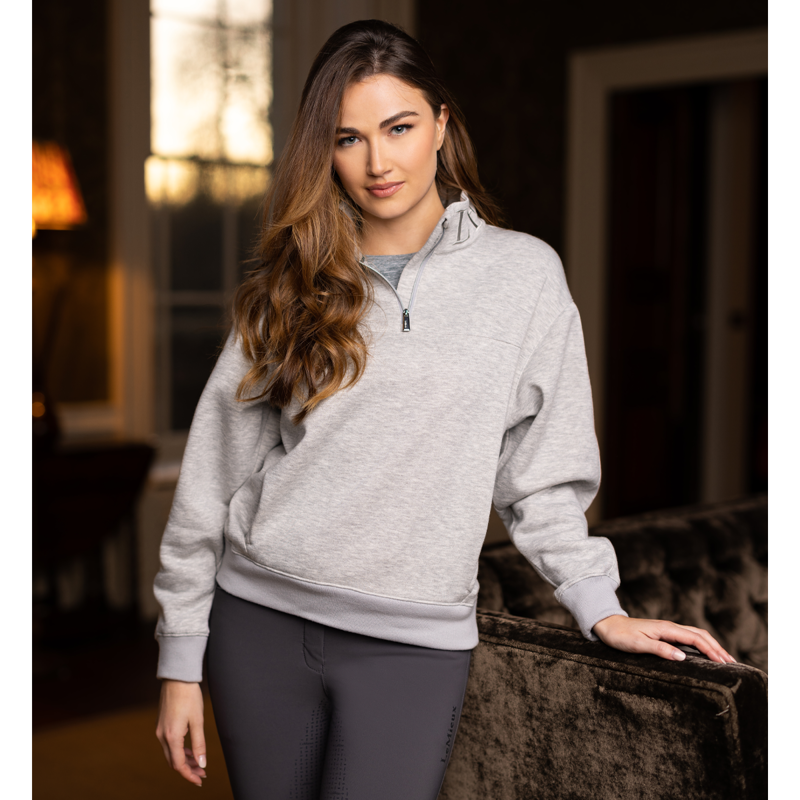 LeMieux Kali Quarter Zip Sweater - Grey Marl-6