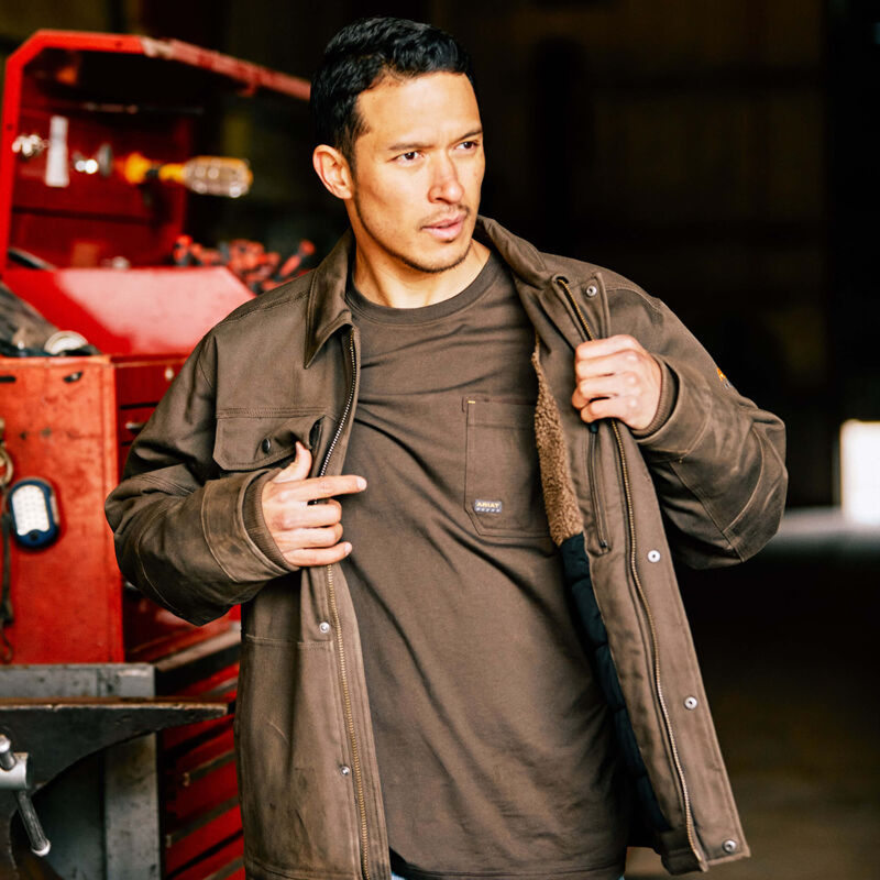 Ariat Men's Rebar DuraCanvas Sherpa-Lined Coat - Wren-5