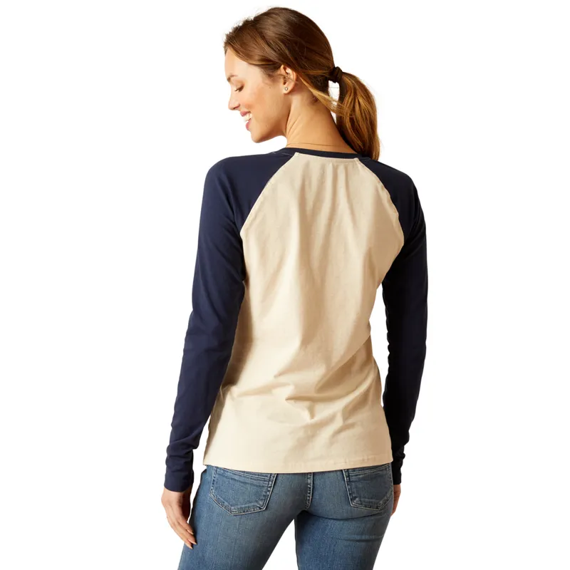 Ariat Women's Starter T-Shirt - Oatmeal Heather/Navy-1