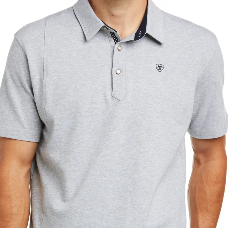 Ariat Men's Medal Button Polo - Heather Gray-2