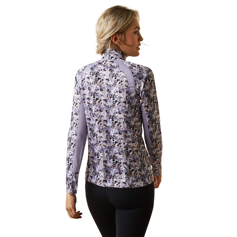 Ariat Women's Sunstopper 2.0 1/4 Zip Baselayer - Grey Camo Floral-1