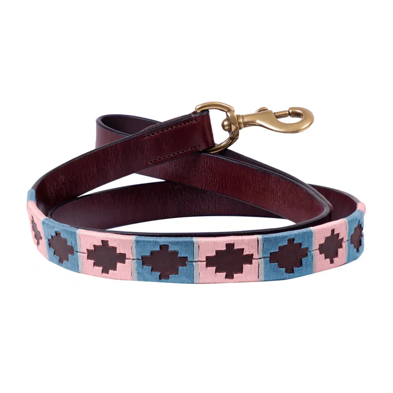 Benji And Flo Sublime Polo Leather Dog Lead - Grape/Riviera - 115cm