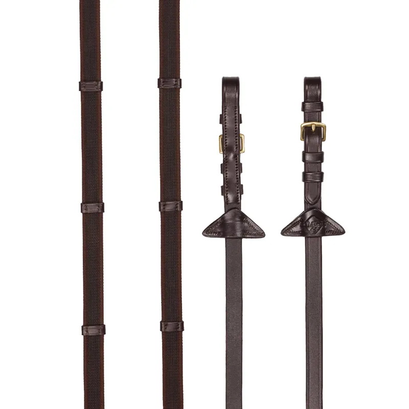 LeMieux Rubber Grip Continental Reins - Havana/Brass