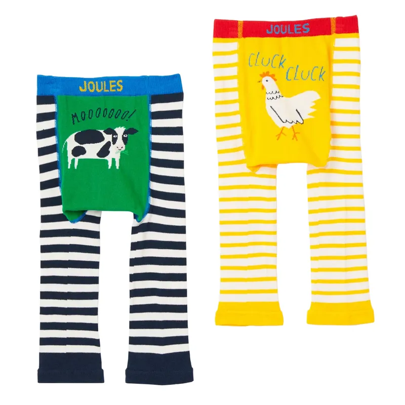 Joules Lively 2 Pack Character Leggings - Cow Chick