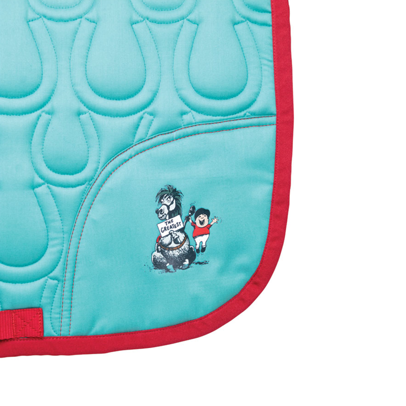 Hy Equestrian Thelwell Collection The Greatest Saddle Pad - Turquoise/Red-1