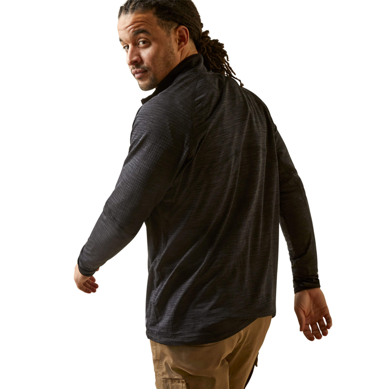 Ariat Men's Rebar Gridwork Baselayer 1/4 Zip Watch Window T-Shirt - Black-1