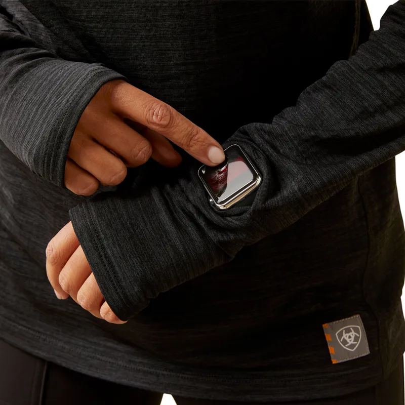 Ariat Women's Rebar Gridwork Baselayer 1/4 Zip Watch Window T-Shirt - Black-2