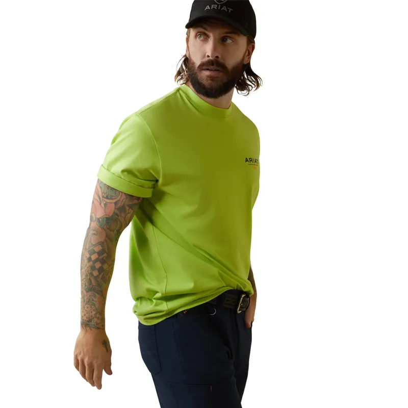 Ariat Men's Cotton Strong logo T-Shirt - Lime/Black