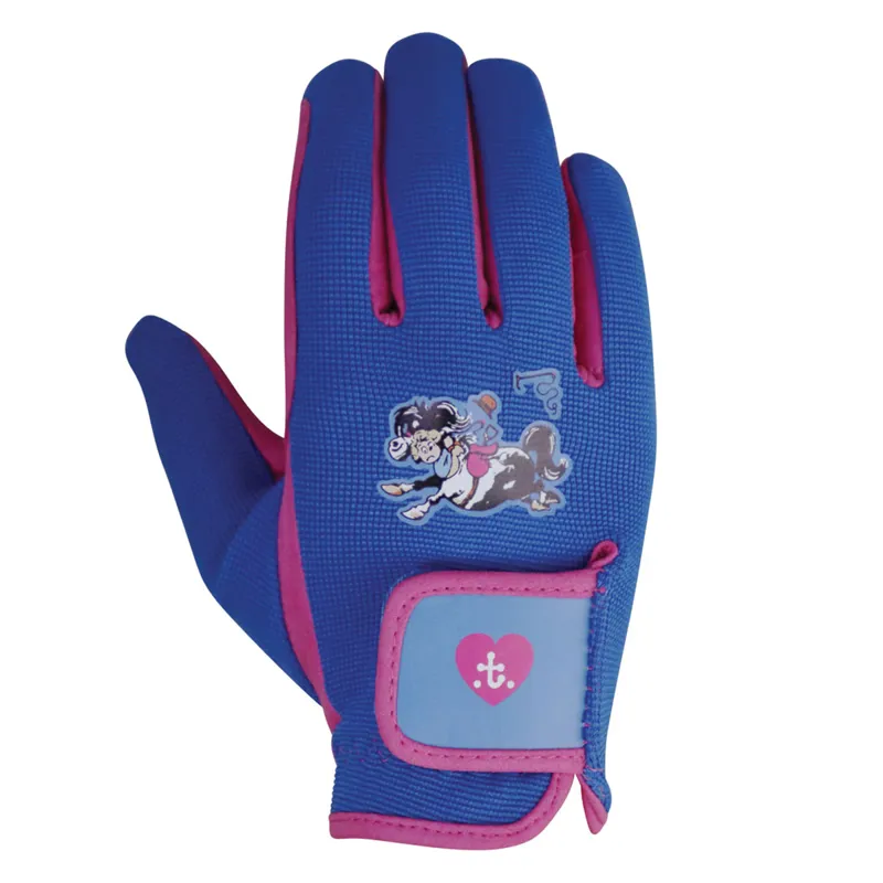 Hy Equestrian Thelwell Collection Race Riding Gloves - Cobalt Blue/Magenta