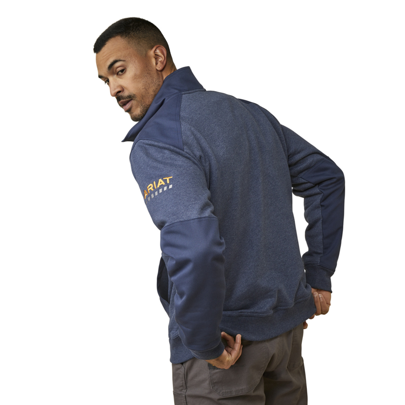 Ariat Rebar Workman Duracanvas 1/4 Zip Sweatshirt - Navy Heather/Navy-1