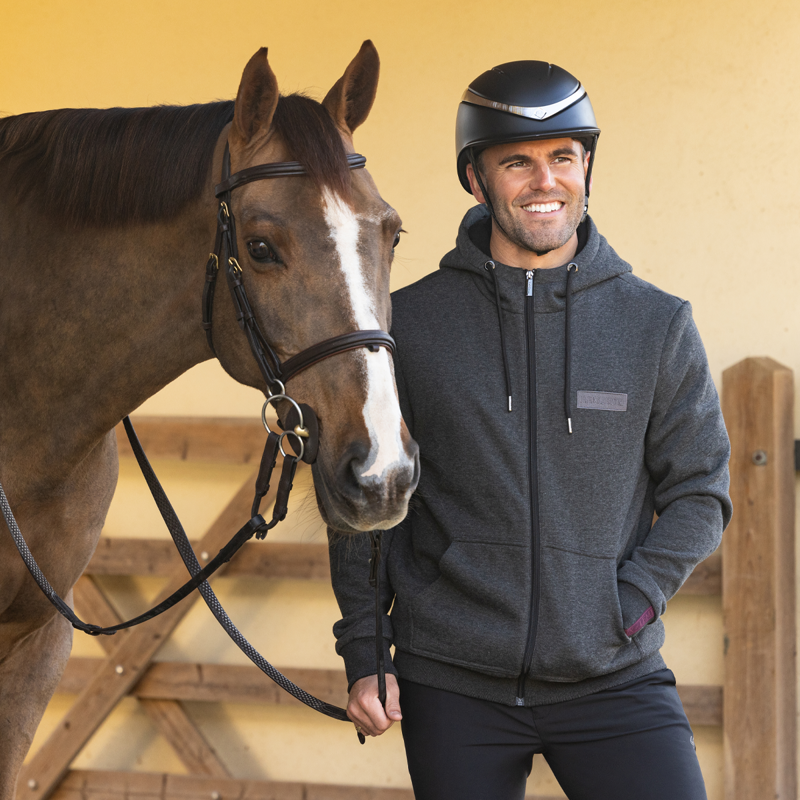 LeMieux Men's Zip Through Fleece Hoodie - Graphite-5