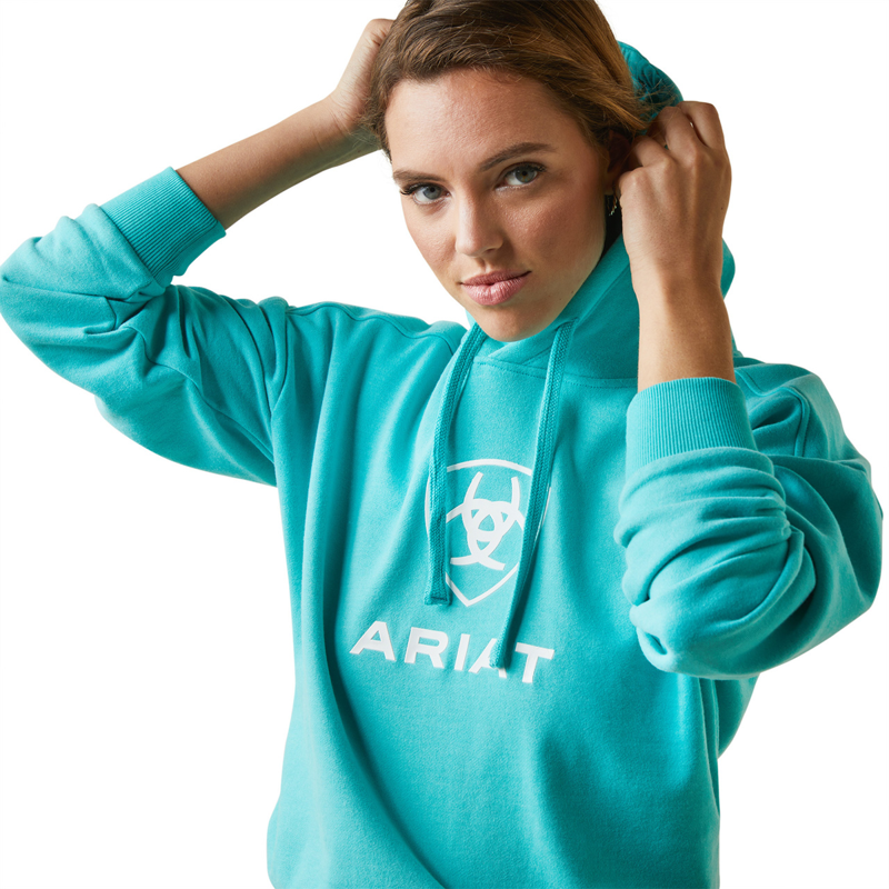 Ariat Women's Just Hoodie - Heather Pool Blue-2