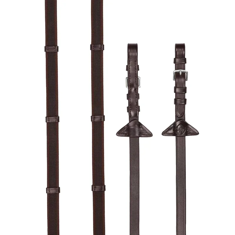 LeMieux Rubber Grip Continental Reins - Havana/Silver