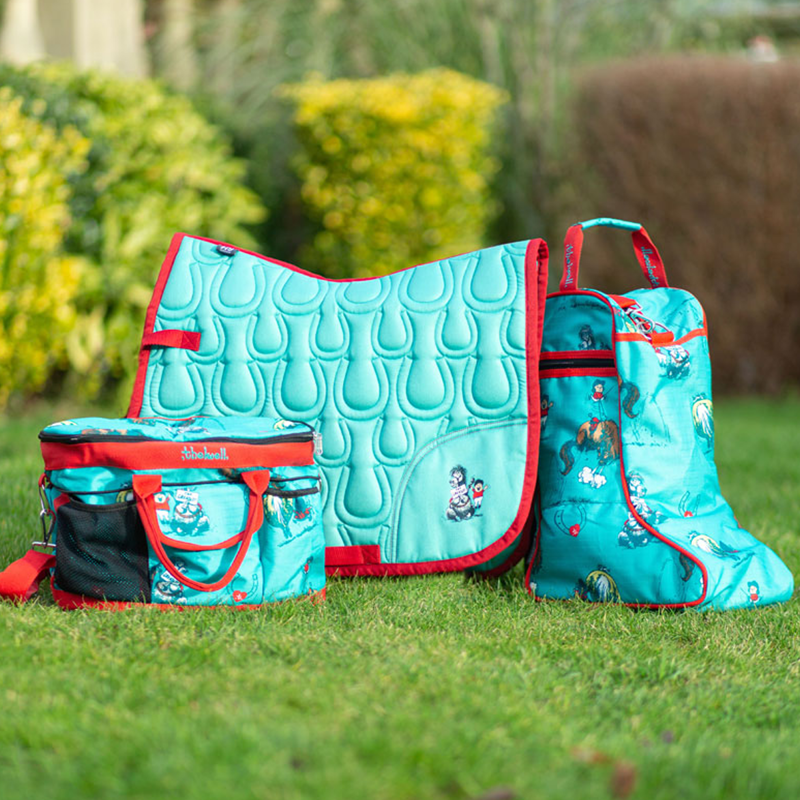 Hy Equestrian Thelwell Collection The Greatest Saddle Pad - Turquoise/Red-2