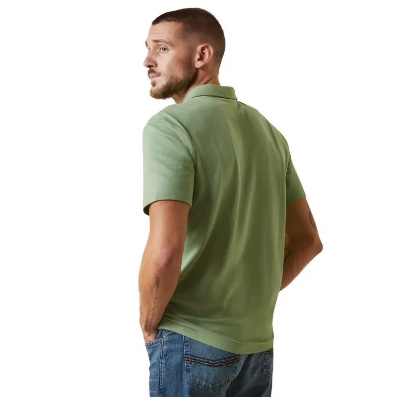 Ariat Men's Medal Button Polo - Basil-1