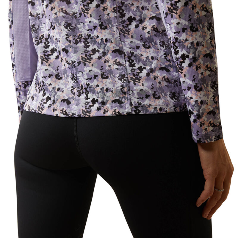 Ariat Women's Sunstopper 2.0 1/4 Zip Baselayer - Grey Camo Floral-3