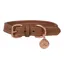 Benji And Flo Deluxe Padded Leather Dog Collar - Tan/Rose Gold