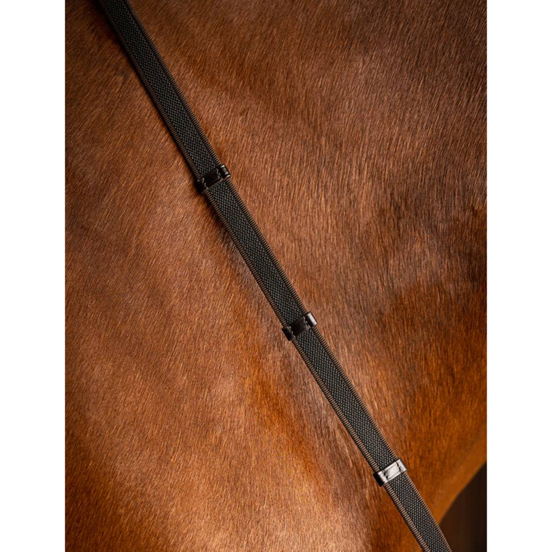 LeMieux Rubber Grip Continental Reins - Havana/Silver-1