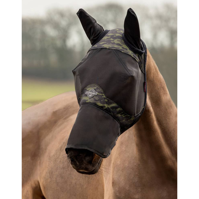 LeMieux Visor-Tek Full Fly Mask - Camo Green-1