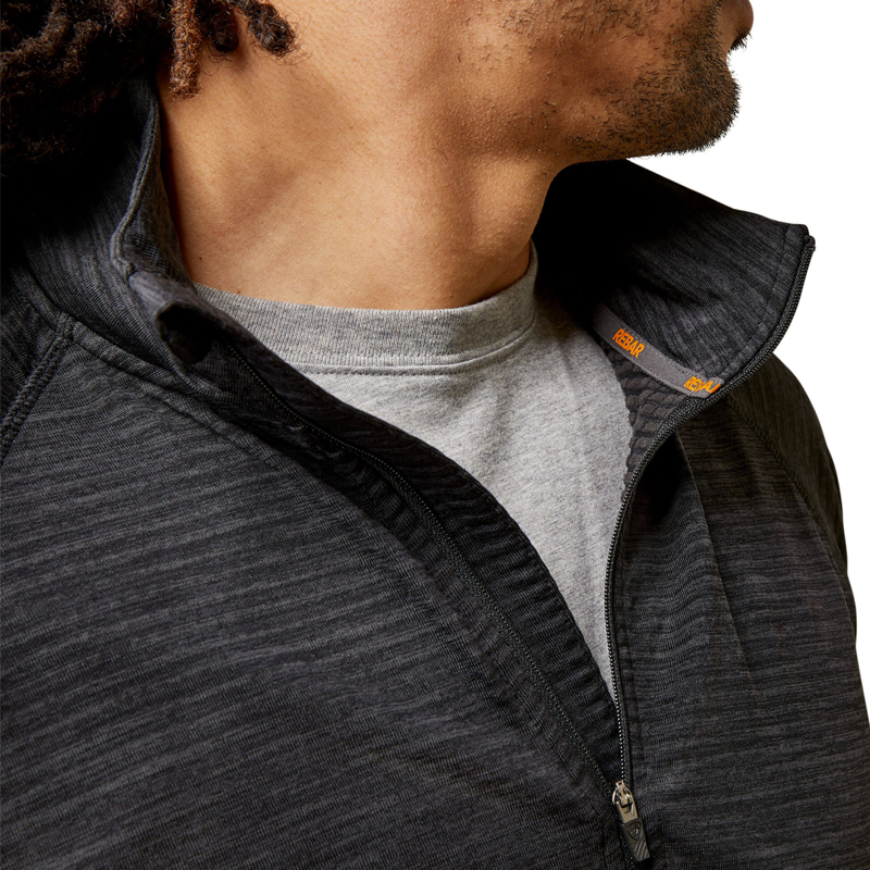 Ariat Men's Rebar Gridwork Baselayer 1/4 Zip Watch Window T-Shirt - Black-3