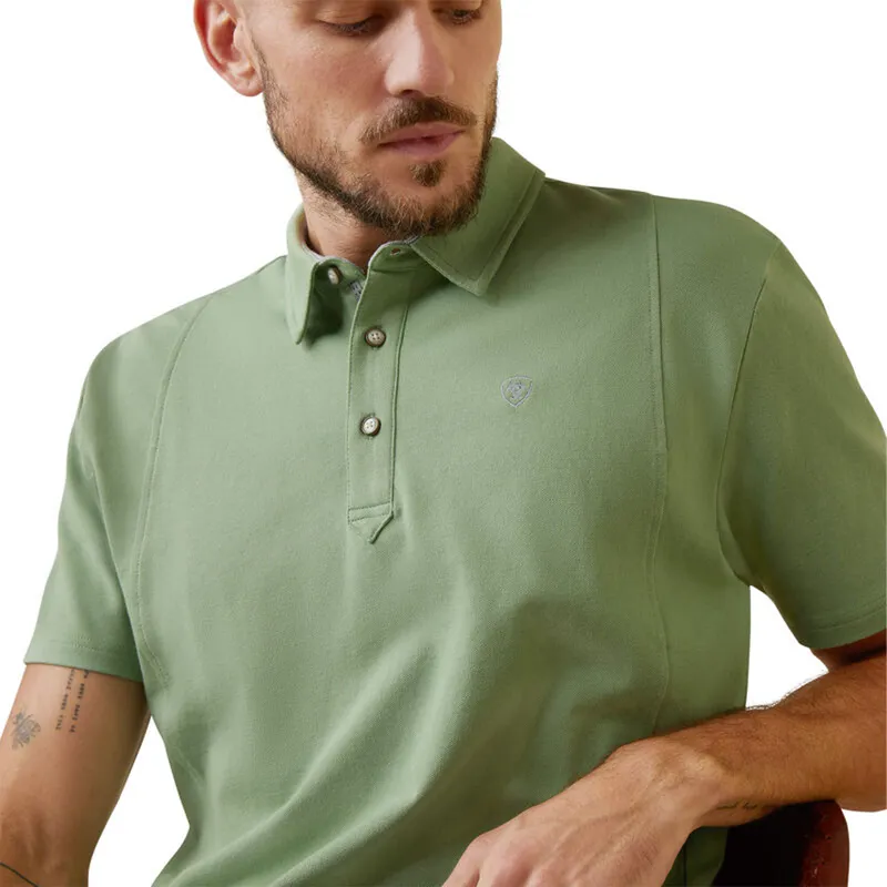 Ariat Men's Medal Button Polo - Basil-2