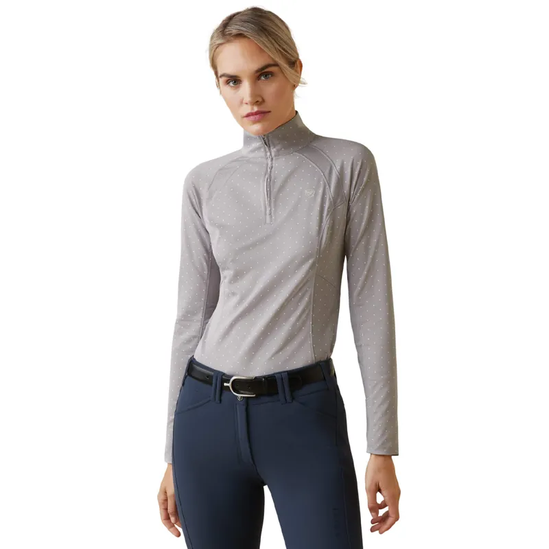 Ariat Women's Sunstopper 2.0 1/4 Zip Baselayer - Silver Sconce Dot