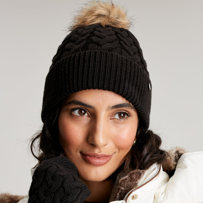 Joules Elena Cable Hat - True Black-1