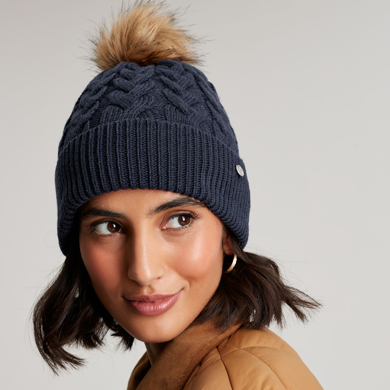 Joules Elena Cable Hat - French Navy-1