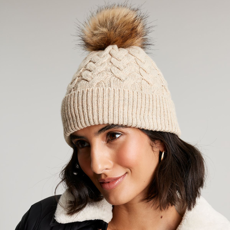 Joules Elena Cable Hat - Oat-1
