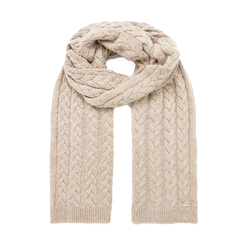 Joules Elena Cable Knit Scarf - Oat