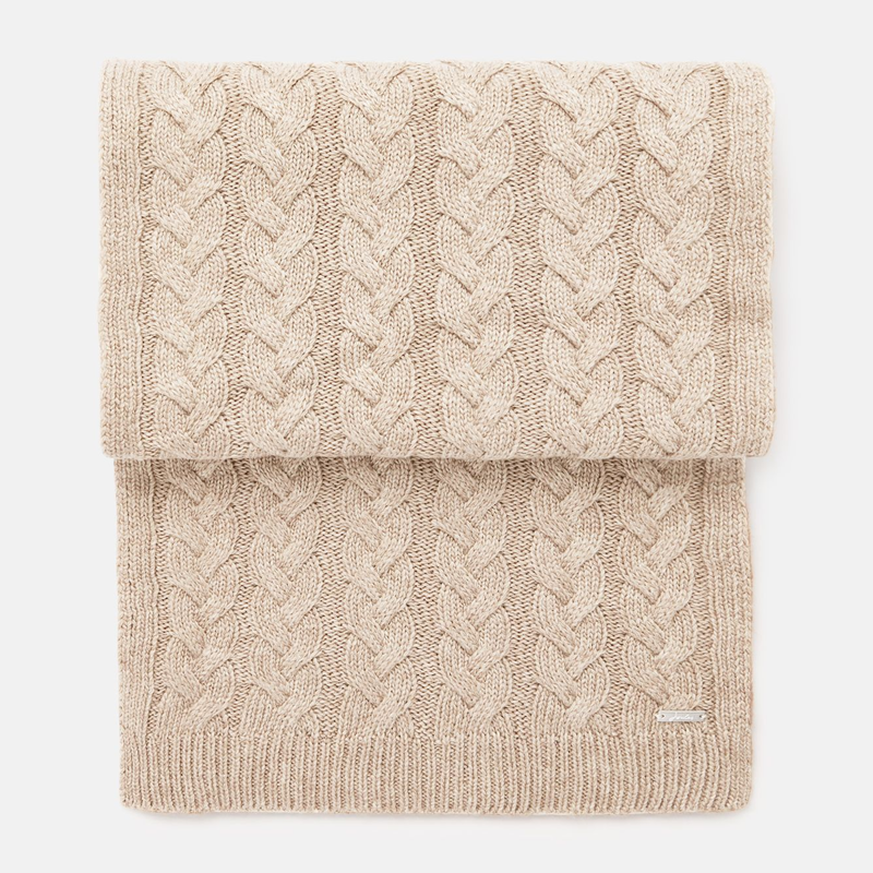 Joules Elena Cable Knit Scarf - Oat-1