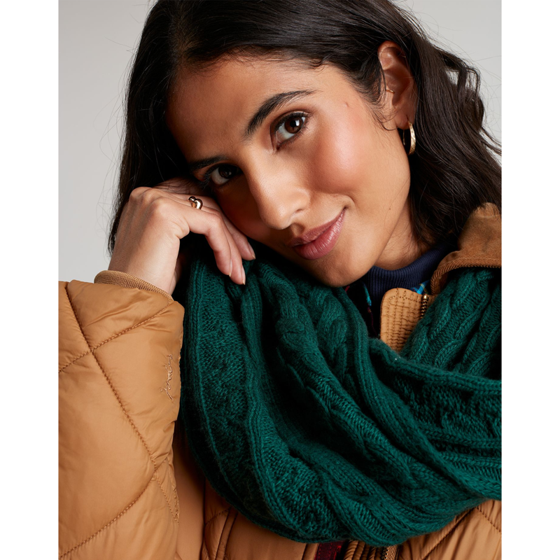 Joules Elena Cable Knit Scarf - Teal-2