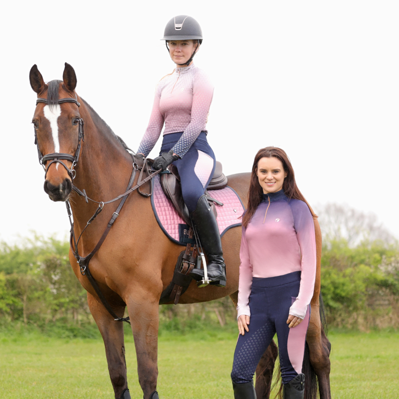 Hy Equestrian Elevate Riding Tights - Navy/Rose-6
