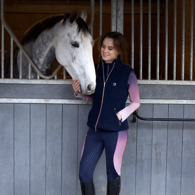 Hy Equestrian Elevate Riding Tights - Navy/Rose-5