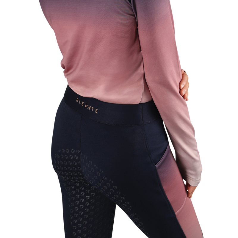 Hy Equestrian Elevate Riding Tights - Navy/Rose-1