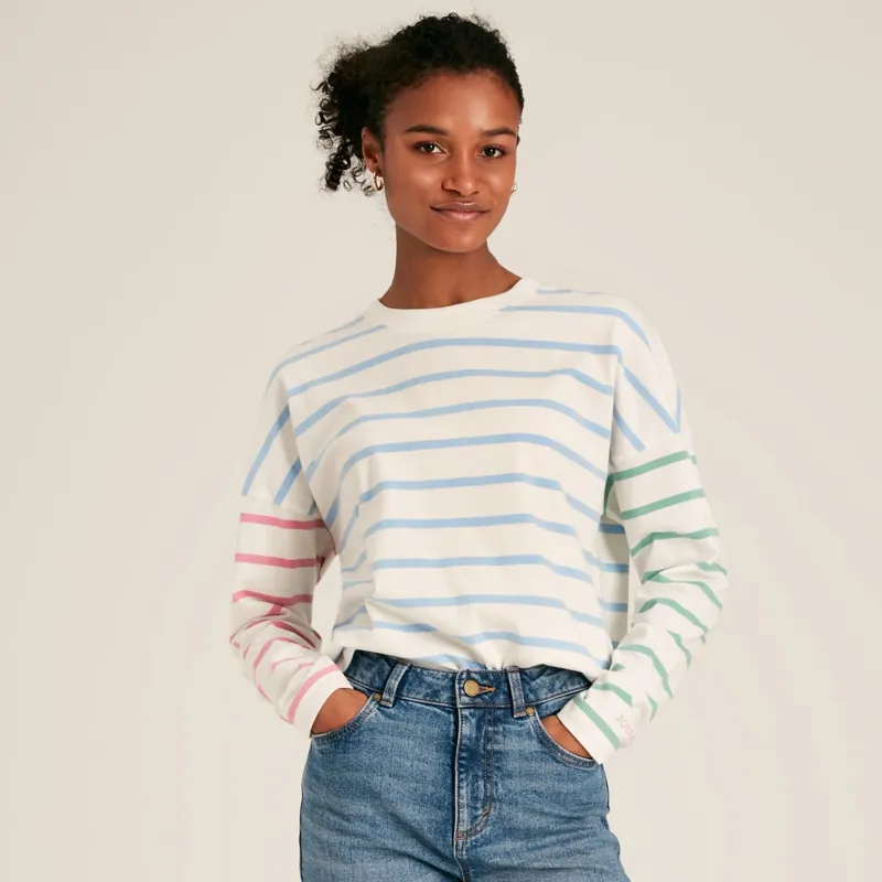 Joules Ellie Ladies Long Sleeve Top - Blue Cream Stripe