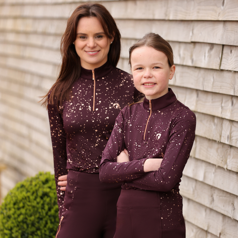Hy Equestrian Young Rider Enchanted Collection Base Layer - Plum/Rose Gold-6