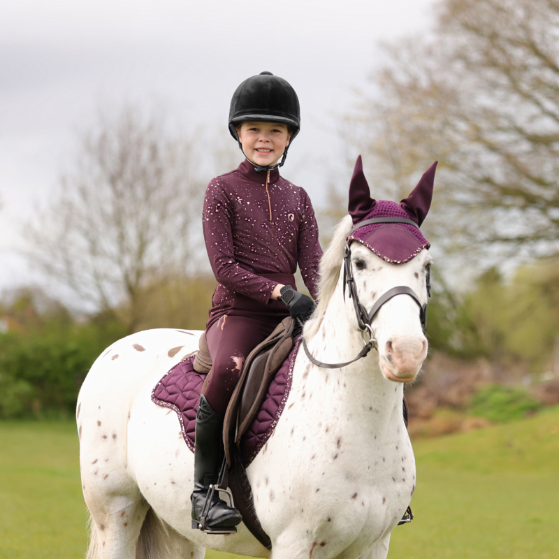 Hy Equestrian Young Rider Enchanted Collection Base Layer - Plum/Rose Gold-5