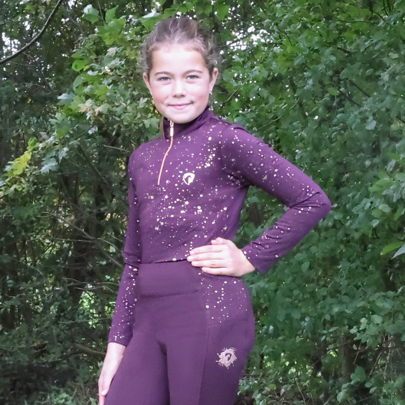 Hy Equestrian Young Rider Enchanted Collection Base Layer - Plum/Rose Gold-11