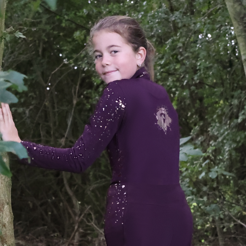 Hy Equestrian Young Rider Enchanted Collection Base Layer - Plum/Rose Gold-2