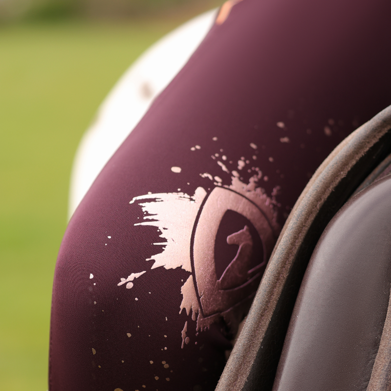 Hy Equestrian Young Rider Enchanted Collection Riding Tights - Plum/Rose Gold-12