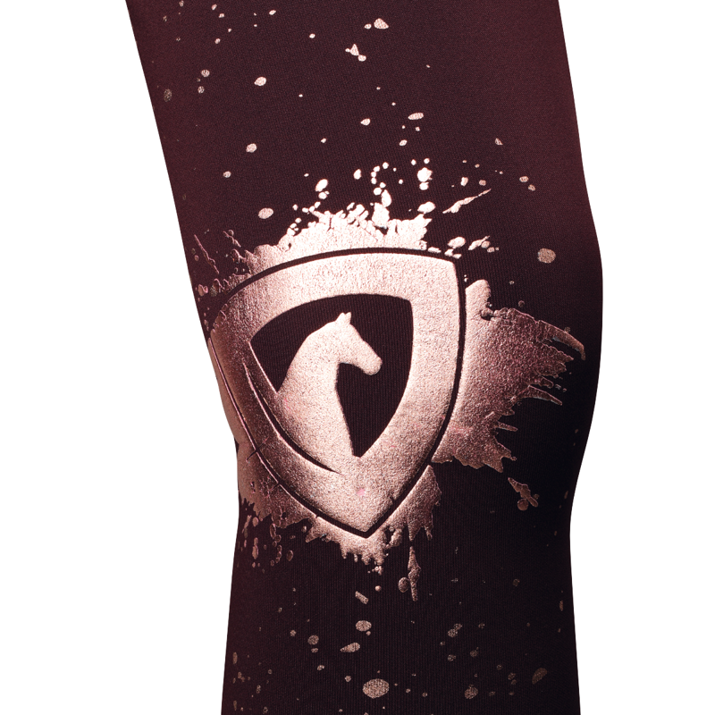 Hy Equestrian Young Rider Enchanted Collection Riding Tights - Plum/Rose Gold-11