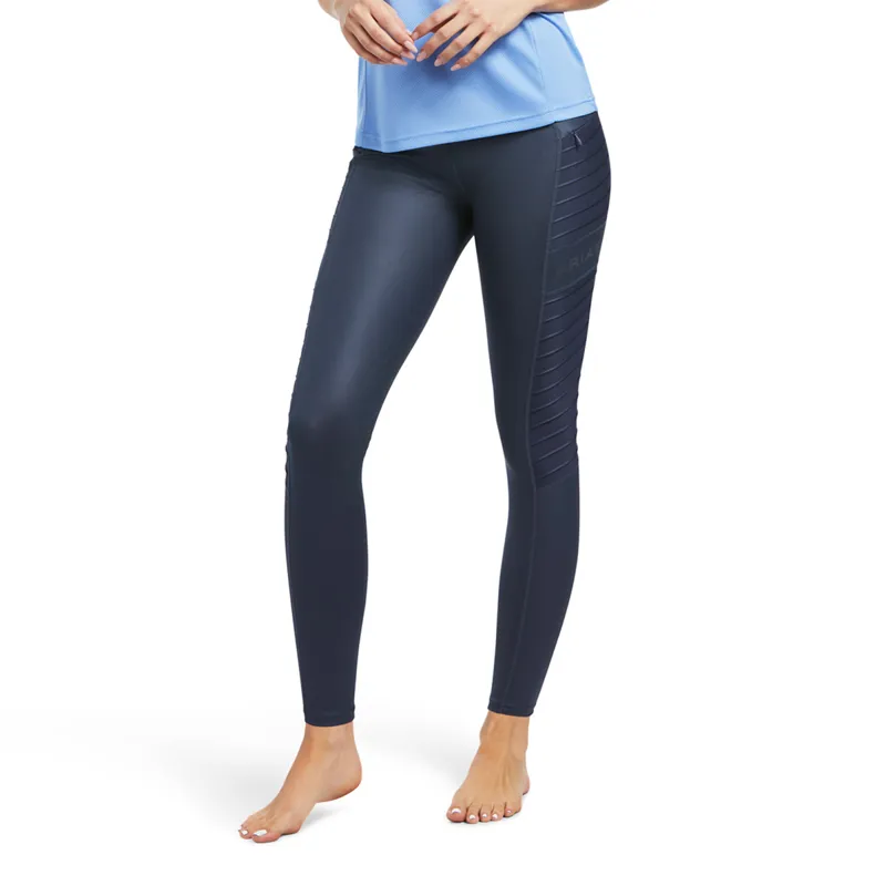 Ariat Women's Eos Moto Knee Patch Tights - Blue Nights Hide Emboss 