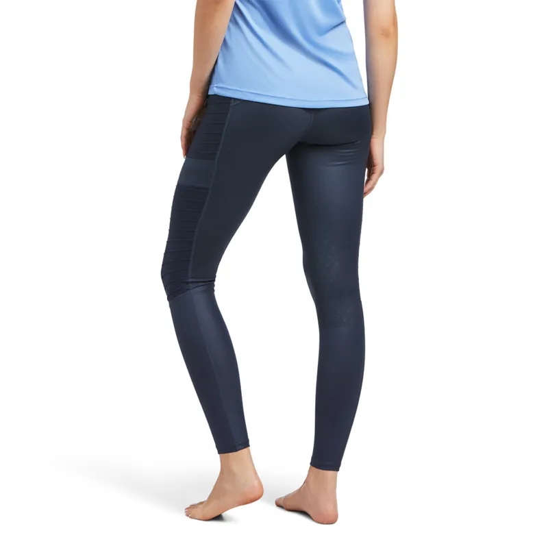 Ariat Women's Eos Moto Knee Patch Tights - Blue Nights Hide Emboss -1
