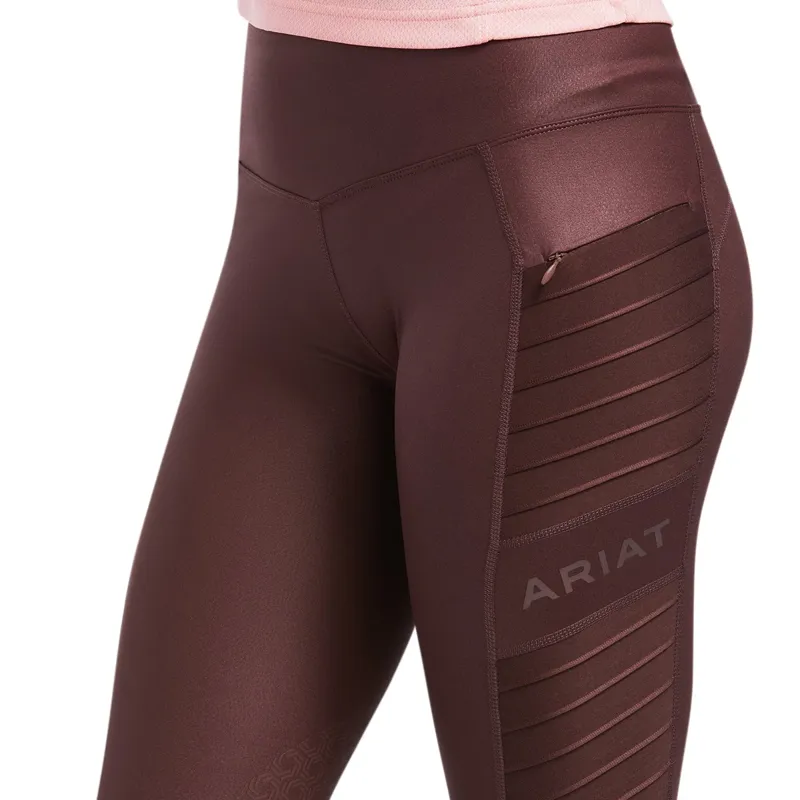 Ariat Women's Eos Moto Knee Patch Tights - Deep Mahogany Hide Emboss -2